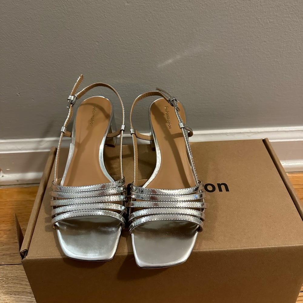 Reformation Eleonora Sling Back Block Heel Sandals